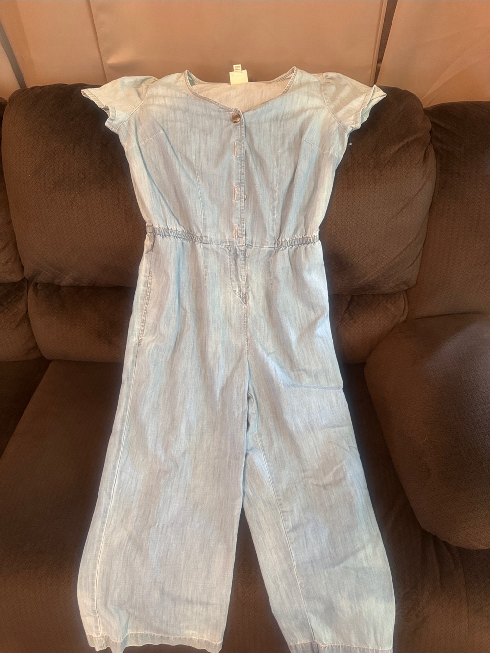 St. John's Bay Light Blue Denim-Style Women’s Romper Jumpsuit